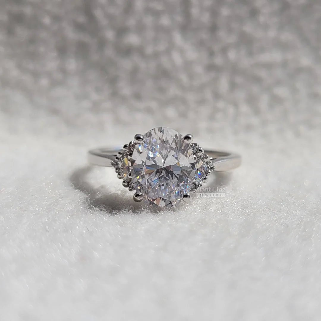 1.5 Ct Oval Diamond Cluster Engagement Ring In 14K Gold - Riant Fine Jewelry