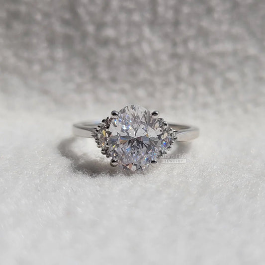 1.5 Ct Oval Diamond Cluster Engagement Ring In 14K Gold - Riant Fine Jewelry