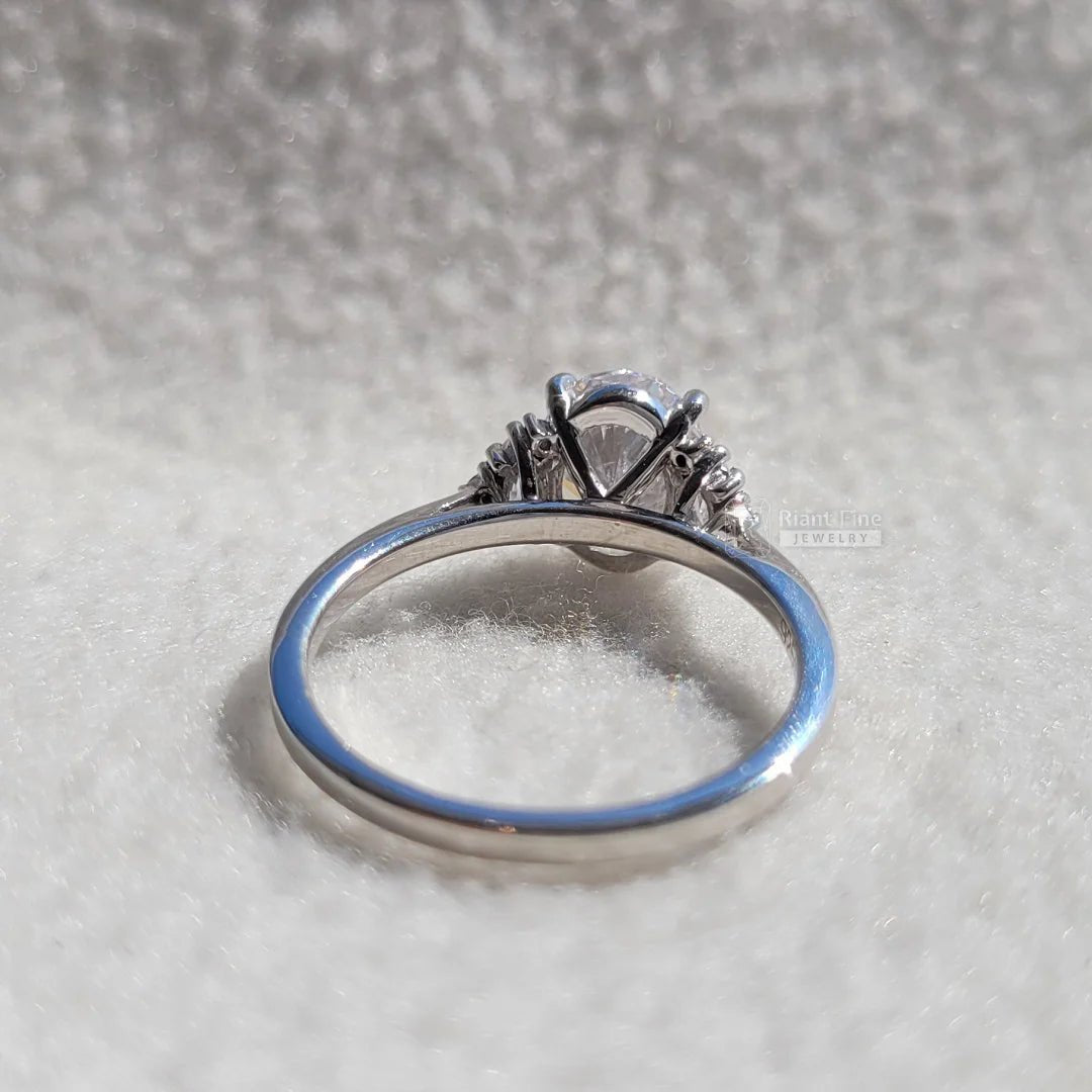 1.5 Ct Oval Diamond Cluster Engagement Ring In 14K Gold - Riant Fine Jewelry