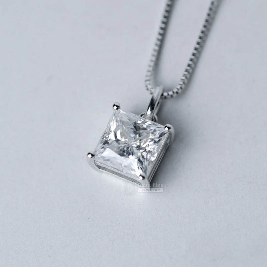 1.5 Ct Princess Cut Solitaire Moissanite Pendant - Riant Fine Jewelry
