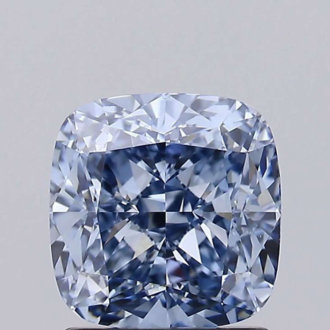 1.50 Ct Fancy Vivid Blue Cushion Lab Grown Diamond - Riant Fine Jewelry