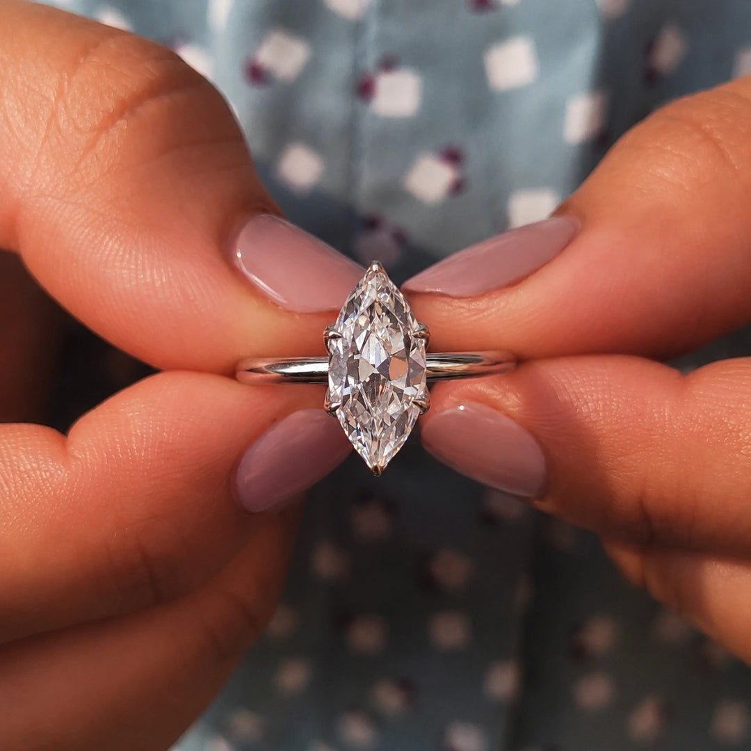 1.50 Ct Marquise Cut Lab Grown Diamond Engagement Ring in 14K White Gold - Riant Fine Jewelry LLC