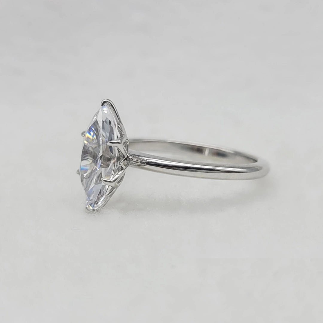 1.50 Ct Marquise Cut Lab Grown Diamond Engagement Ring in 14K White Gold - Riant Fine Jewelry LLC