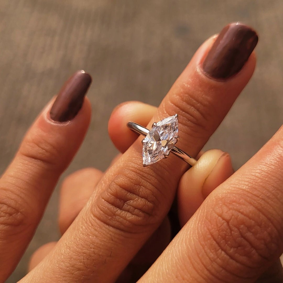 1.50 Ct Marquise Cut Lab Grown Diamond Engagement Ring in 14K White Gold - Riant Fine Jewelry LLC