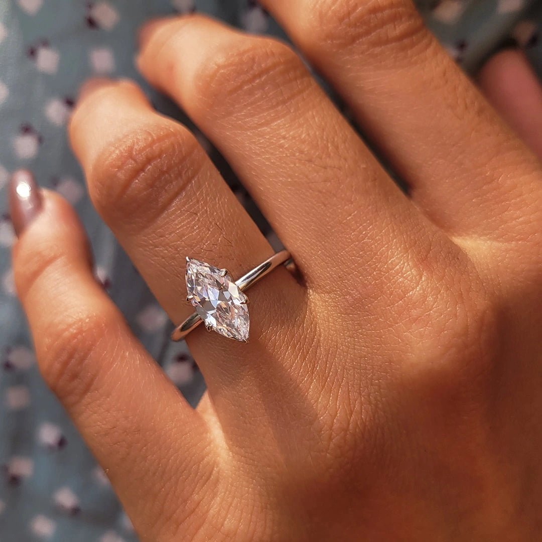 1.50 Ct Marquise Cut Lab Grown Diamond Engagement Ring in 14K White Gold - Riant Fine Jewelry LLC
