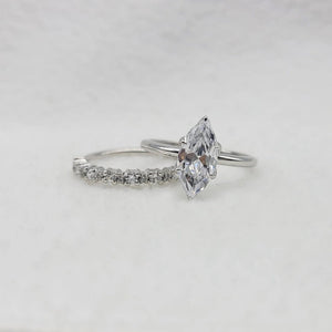 1.50 Ct Marquise Cut Lab Grown Diamond Engagement Ring Set in 14K White Gold