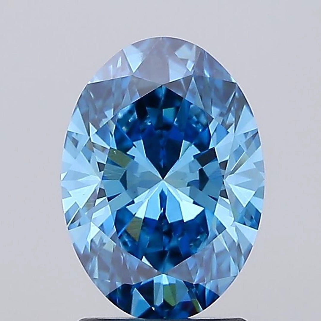 1.83 Ct Fancy Vivid Blue Oval Lab Grown Diamond - Riant Fine Jewelry