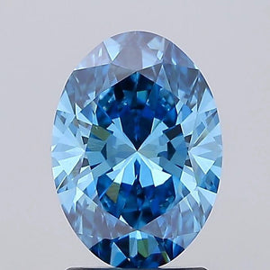 1.83 Ct Fancy Vivid Blue Oval Lab Grown Diamond