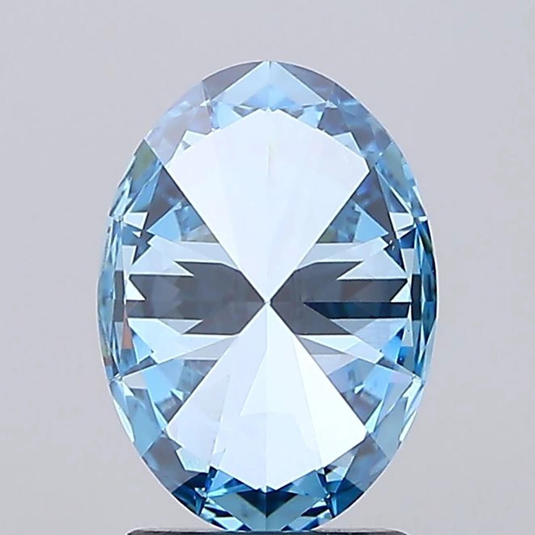 1.83 Ct Fancy Vivid Blue Oval Lab Grown Diamond - Riant Fine Jewelry