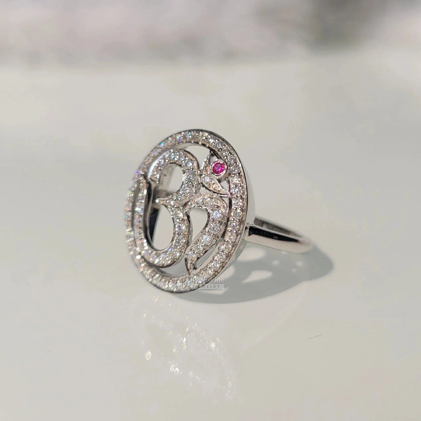 Om Symbol Diamond Ring