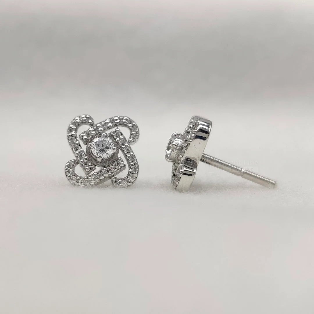 18K Gold Round Cut Lab Grown Diamond Unique Stud Earrings - Riant Fine Jewelry LLC