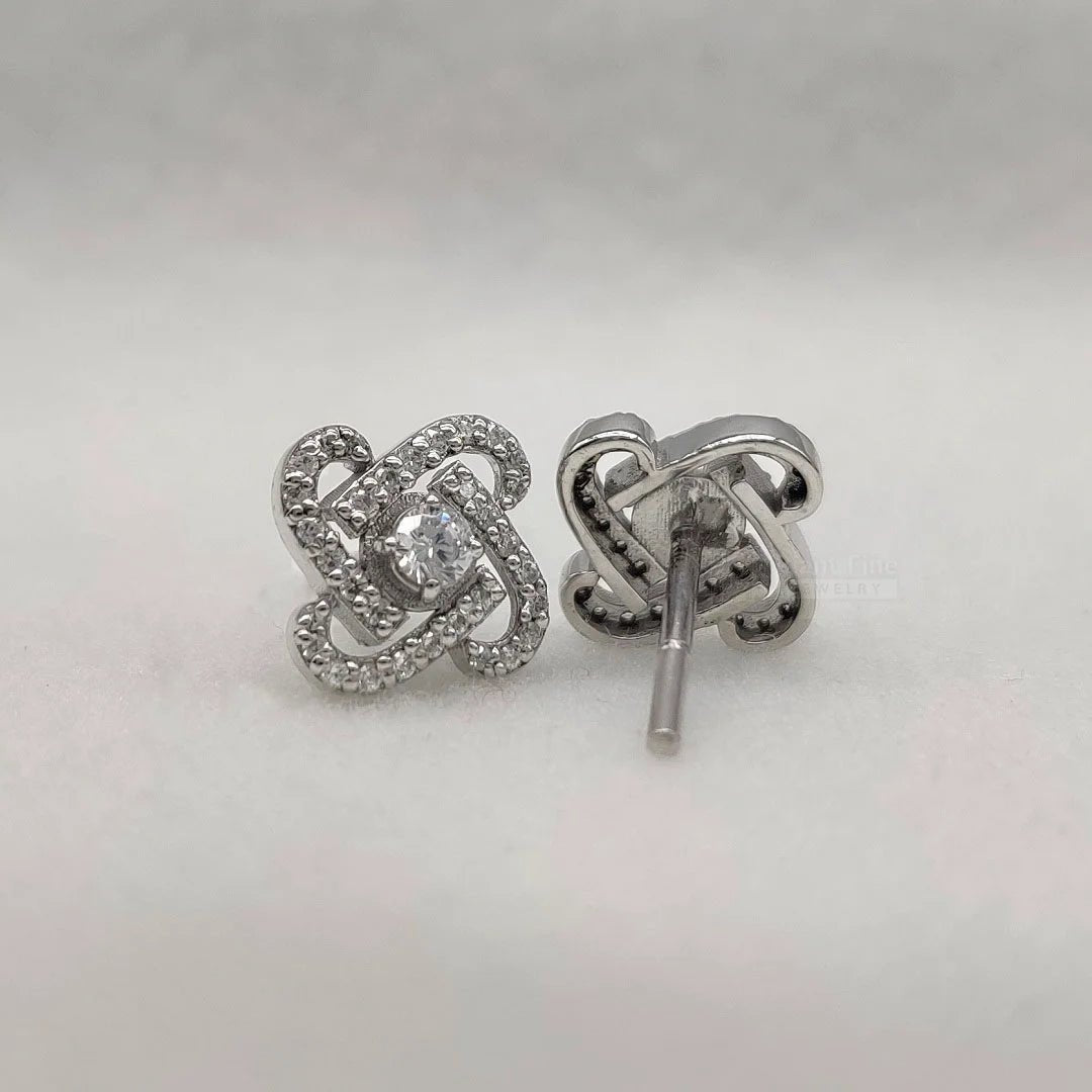 18K Gold Round Cut Lab Grown Diamond Unique Stud Earrings - Riant Fine Jewelry LLC
