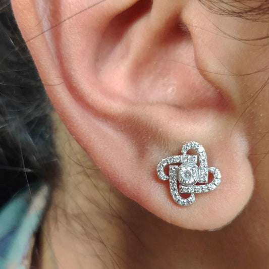 18K Gold Round Cut Lab Grown Diamond Unique Stud Earrings - Riant Fine Jewelry LLC