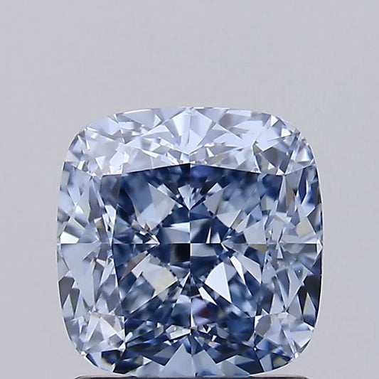 1.50 Ct Blue Cushion Lab Grown Diamond Front