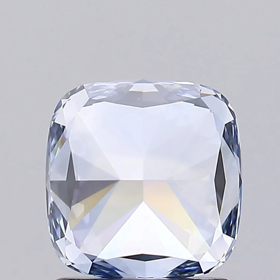 Blue Cushion Lab Grown Diamond Back View