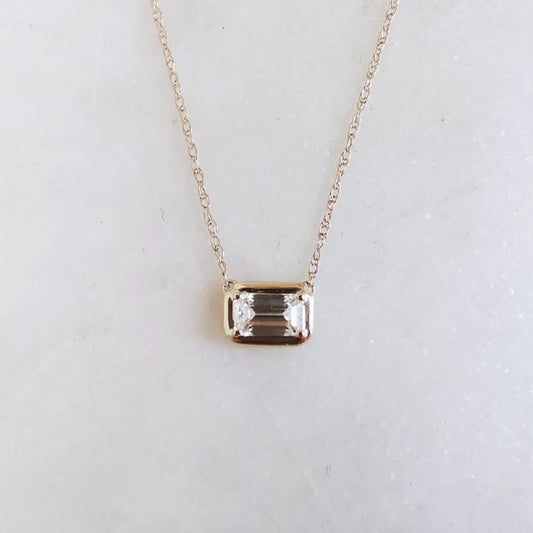 Emerald Moissanite Pendant 14K Gold