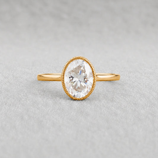2.5 Ct Oval Lab Grown Diamond Bezel Engagement Ring