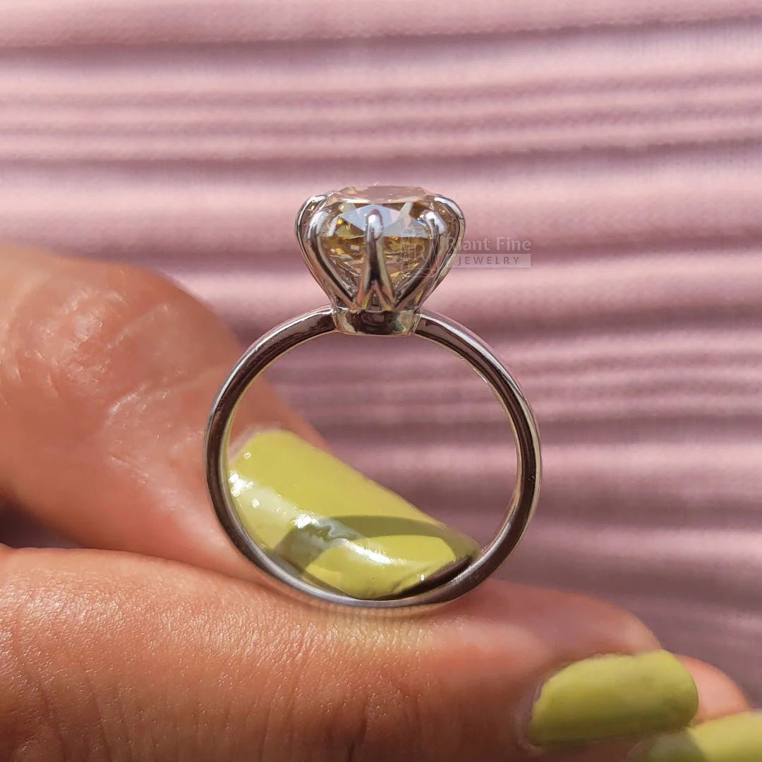 2 Carat Brown Cushion Cut Moissanite Solitaire Ring - Riant Fine Jewelry LLC