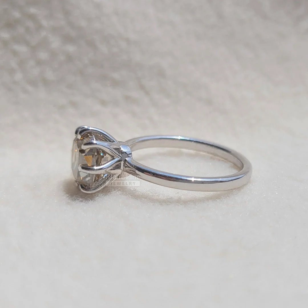 2 Carat Brown Cushion Cut Moissanite Solitaire Ring - Riant Fine Jewelry LLC