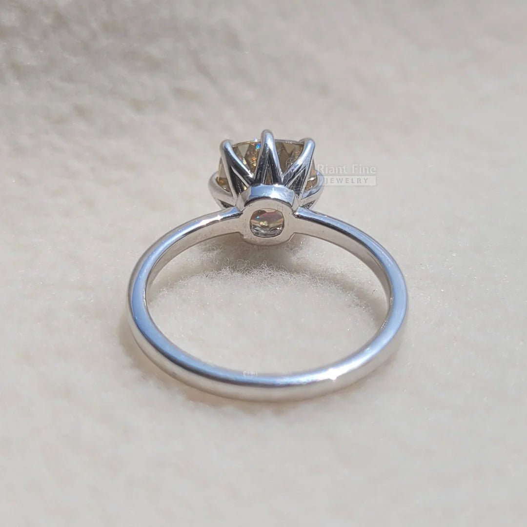 2 Carat Brown Cushion Cut Moissanite Solitaire Ring - Riant Fine Jewelry LLC