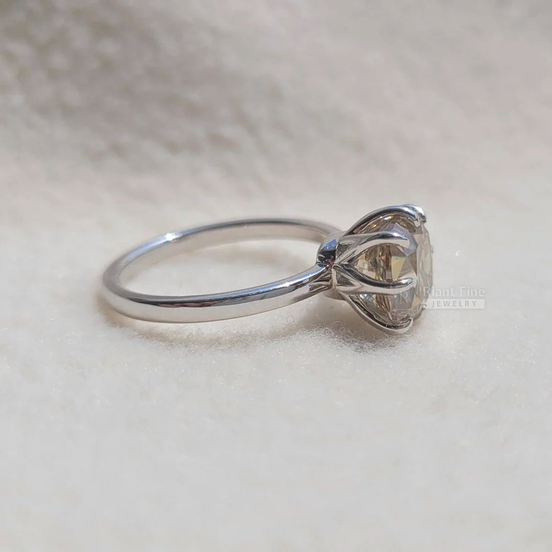 2 Carat Brown Cushion Cut Moissanite Solitaire Ring - Riant Fine Jewelry LLC
