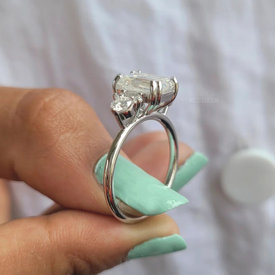 2 Carat Emerald Lab Diamond Cluster Engagement Ring - Riant Fine Jewelry LLC