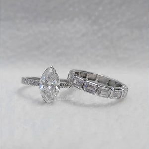 2 Carat Marquise Moissanite Vintage Wedding Ring Set