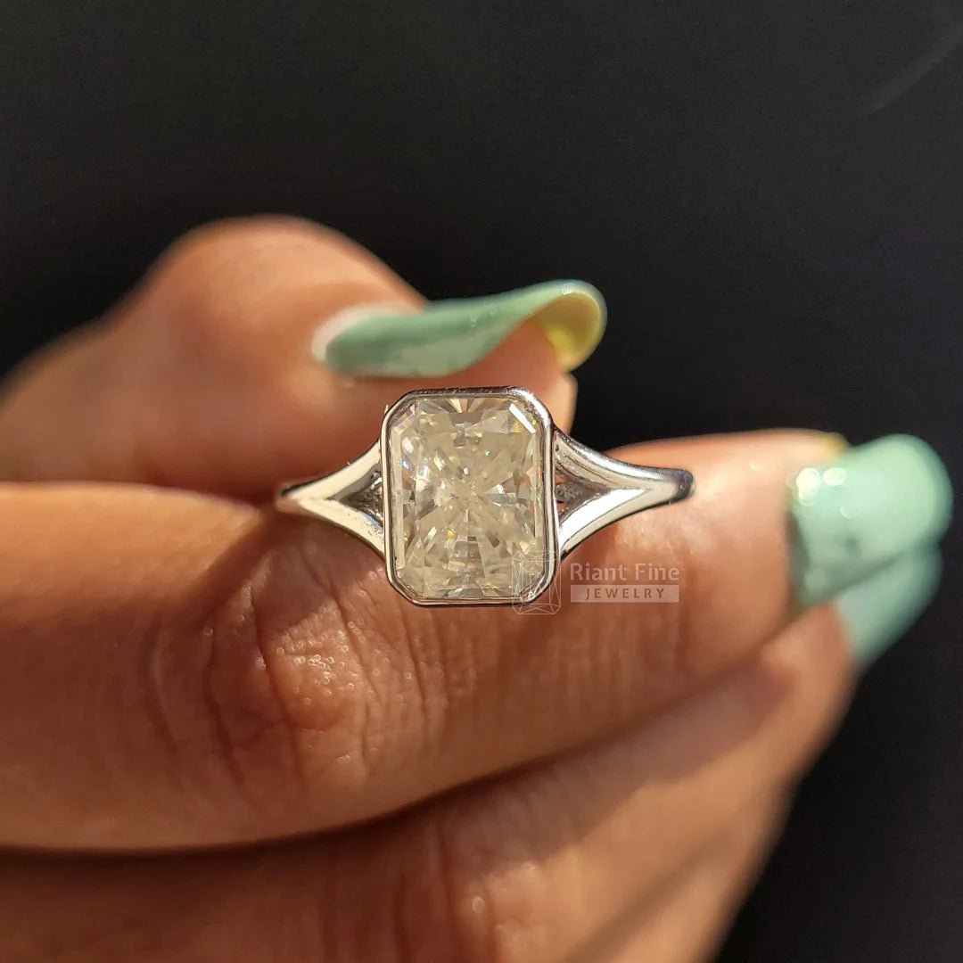 2 Carat Radiant Diamond Split Shank Engagement Ring - Riant Fine Jewelry