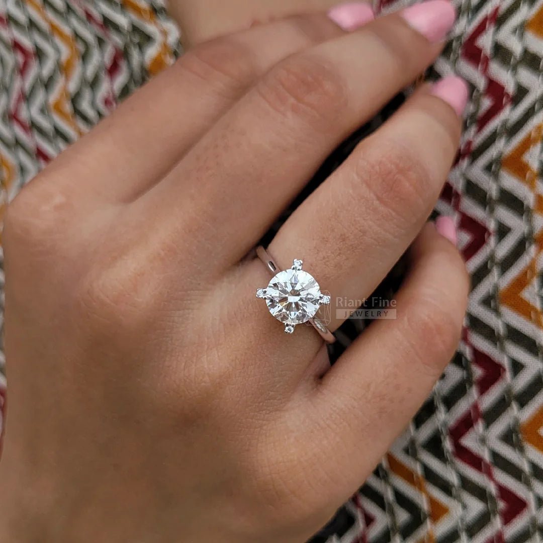 2 Carat Round Diamond Solitaire Engagement Ring In White Gold - Riant Fine Jewelry LLC