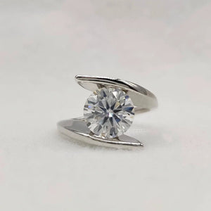 2 Carat Round Lab Diamond Tension Set Wedding Ring