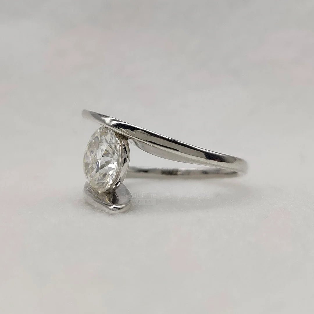 2 Carat Round Lab Diamond Tension Set Wedding Ring - Riant Fine Jewelry LLC