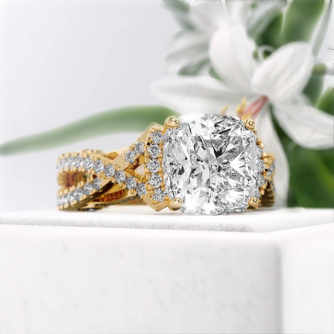 2 Ct Cushion Cut Diamond Engagement Ring in 14K Gold - Riant Fine Jewelry