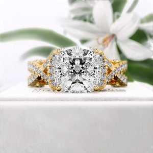 2 Ct Cushion Cut Diamond Engagement Ring in 14K Gold