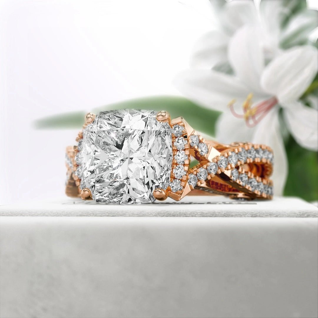 2 Ct Cushion Cut Diamond Engagement Ring in 14K Gold - Riant Fine Jewelry