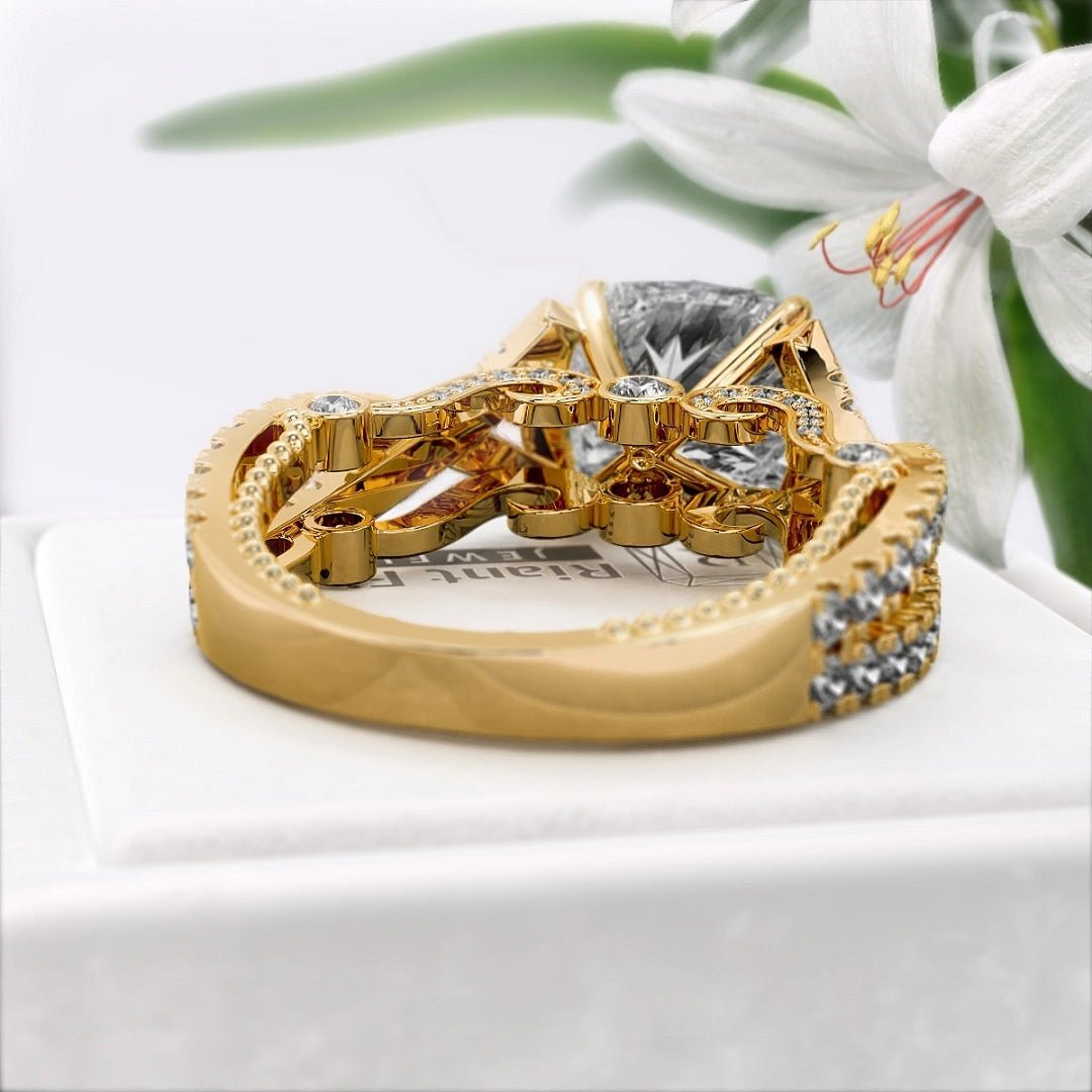 2 Ct Cushion Cut Diamond Engagement Ring in 14K Gold - Riant Fine Jewelry