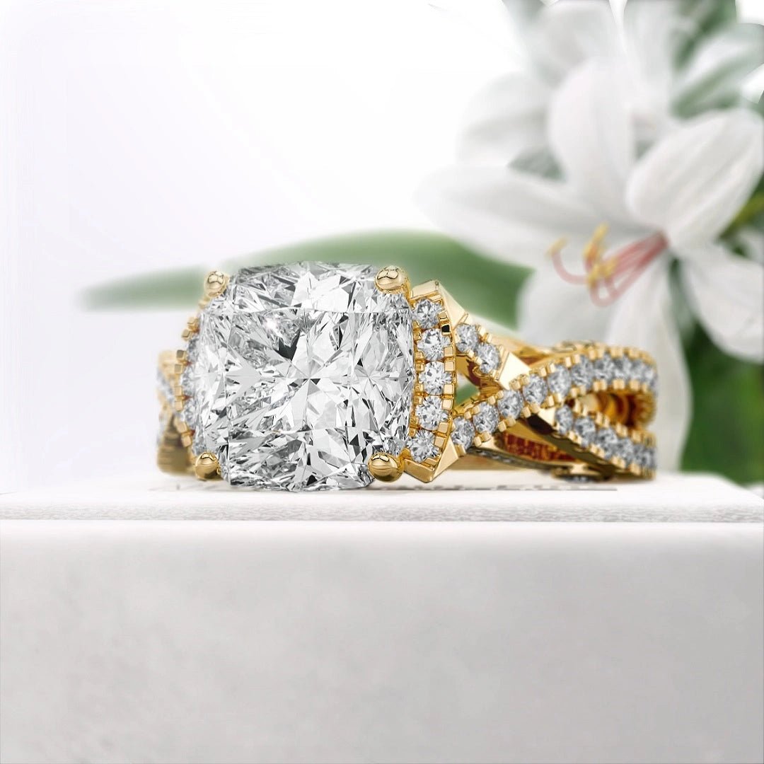 2 Ct Cushion Cut Diamond Engagement Ring in 14K Gold - Riant Fine Jewelry