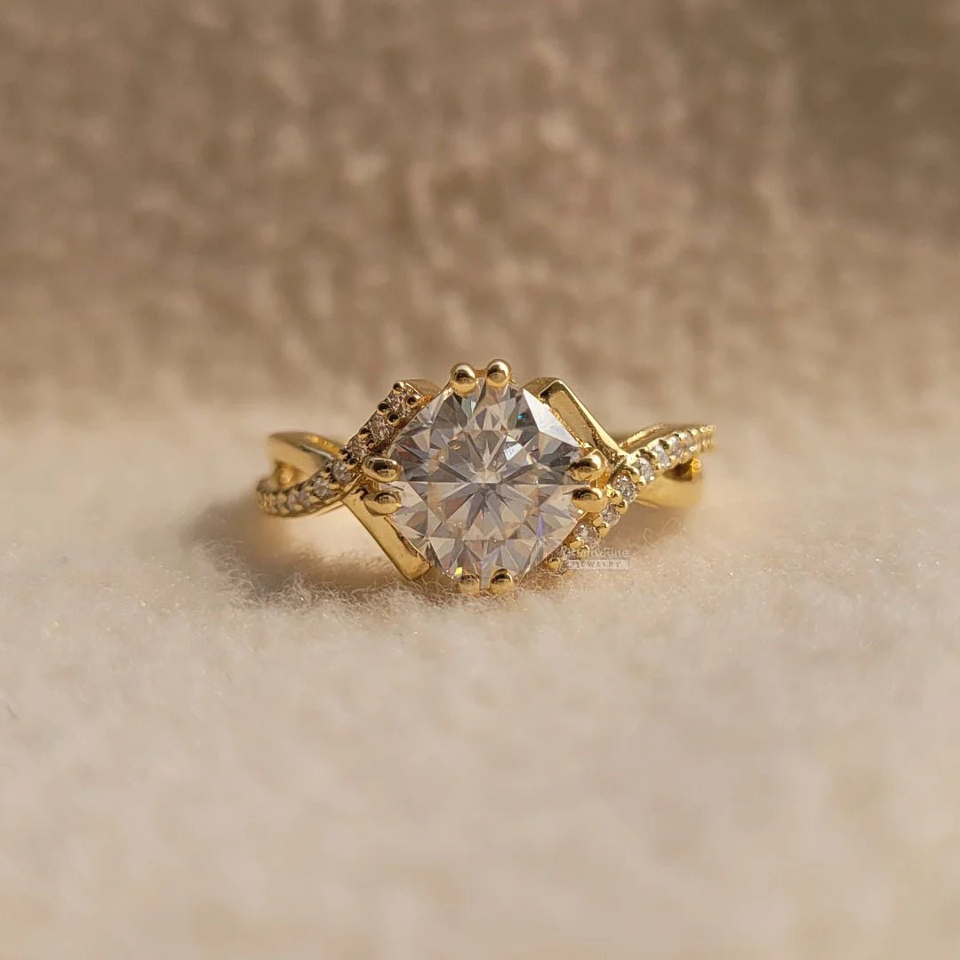 2 Ct Cushion Diamond Yellow Gold Engagement Ring - Riant Fine Jewelry