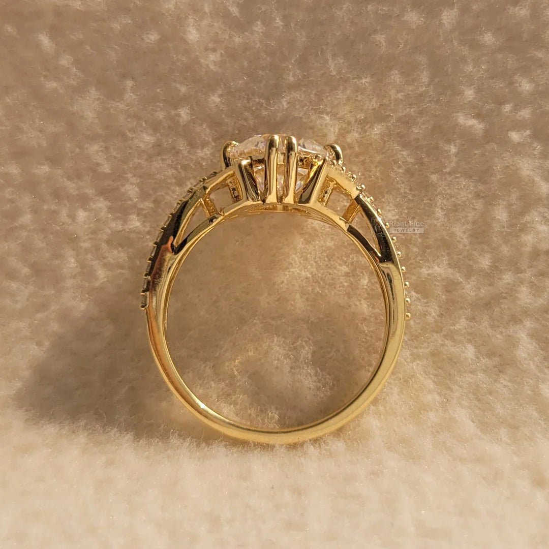 2 Ct Cushion Diamond Yellow Gold Engagement Ring - Riant Fine Jewelry