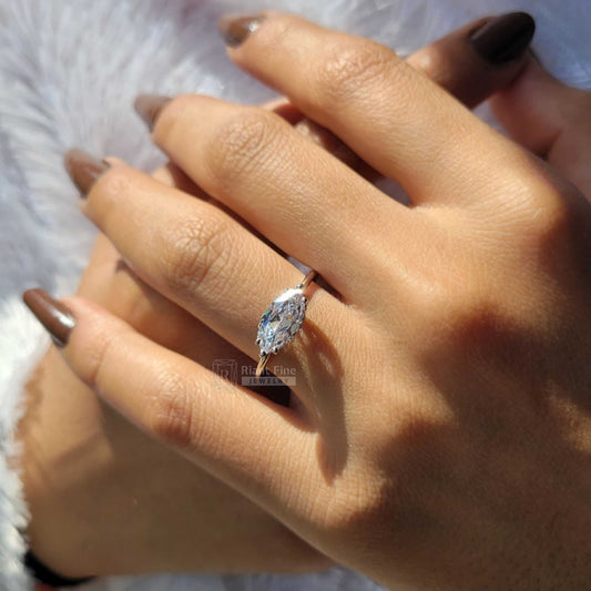 2 Ct East West Marquise Diamond Ring in 14K Gold - Riant Fine Jewelry LLC