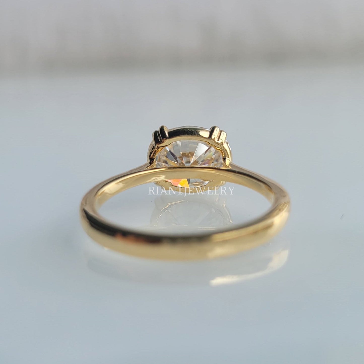 2 Ct East West Oval Cut Lab Grown Diamond Classic Engagement Rings - Riant Fine Jewelry LLC