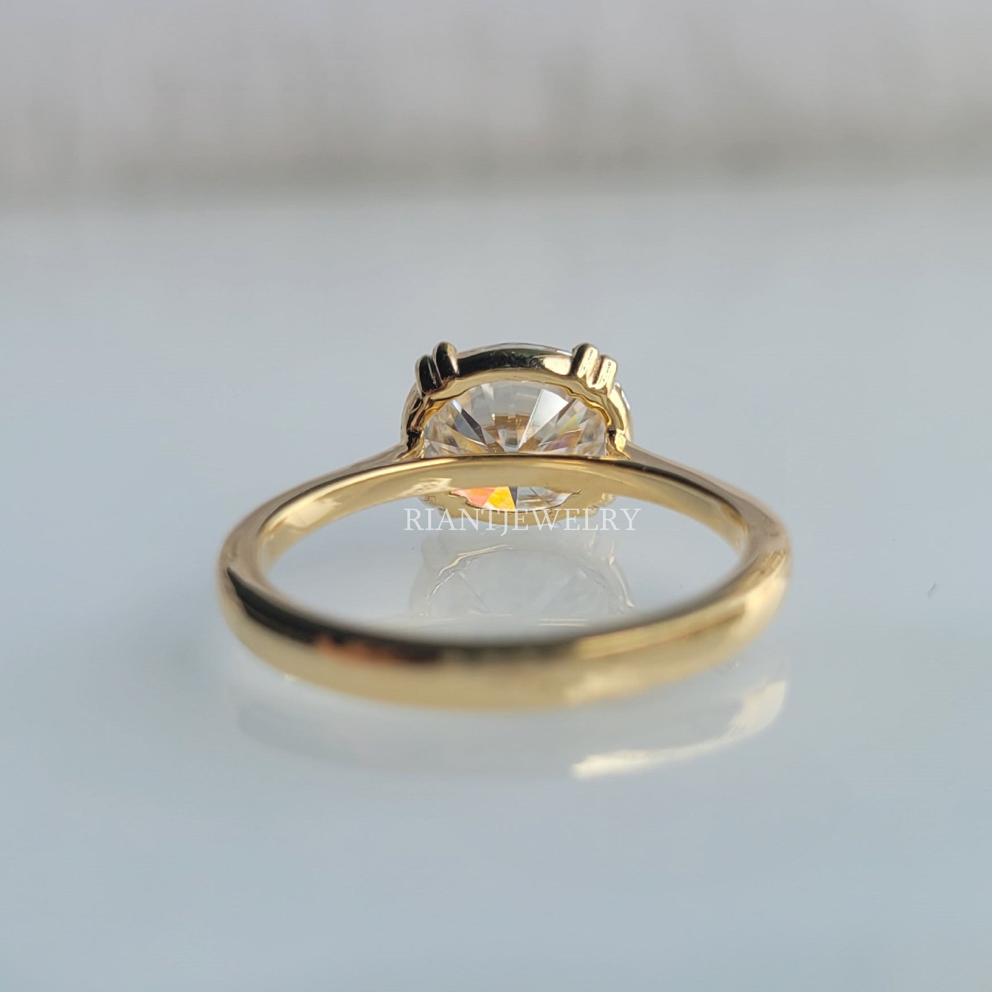 2 Ct East West Oval Cut Lab Grown Diamond Classic Engagement Rings - Riant Fine Jewelry LLC