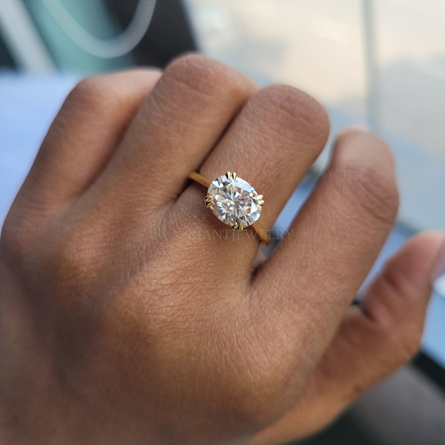2 Ct East West Oval Cut Lab Grown Diamond Classic Engagement Rings - Riant Fine Jewelry LLC