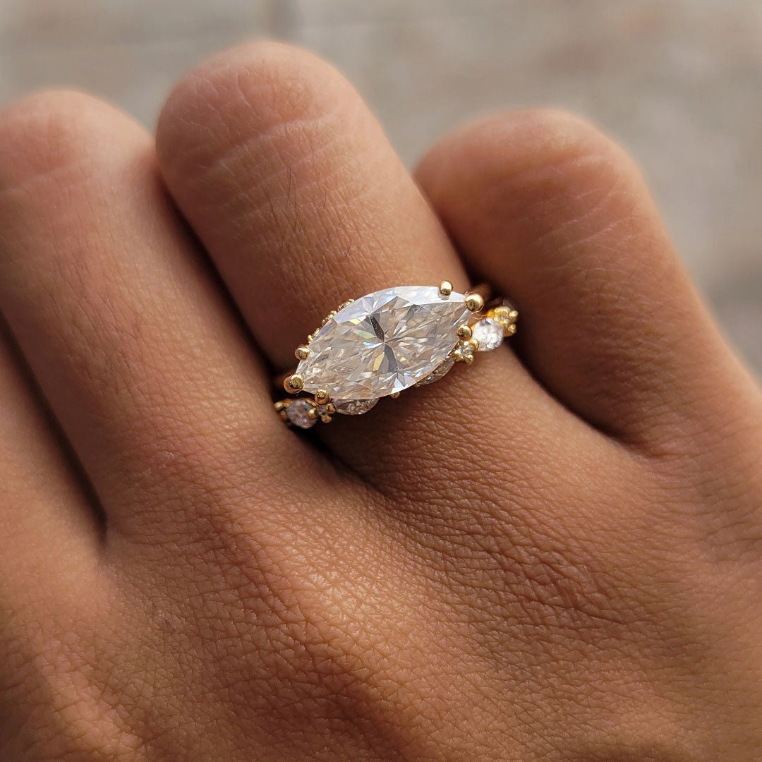 2 Ct Marquise Diamond Engagement Ring Set In Gold - Riant Fine Jewelry