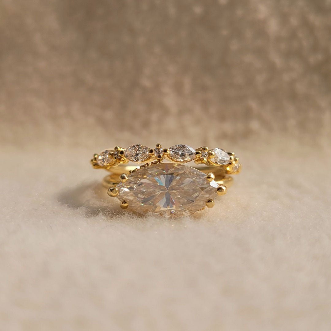 2 Ct Marquise Diamond Engagement Ring Set In Gold - Riant Fine Jewelry