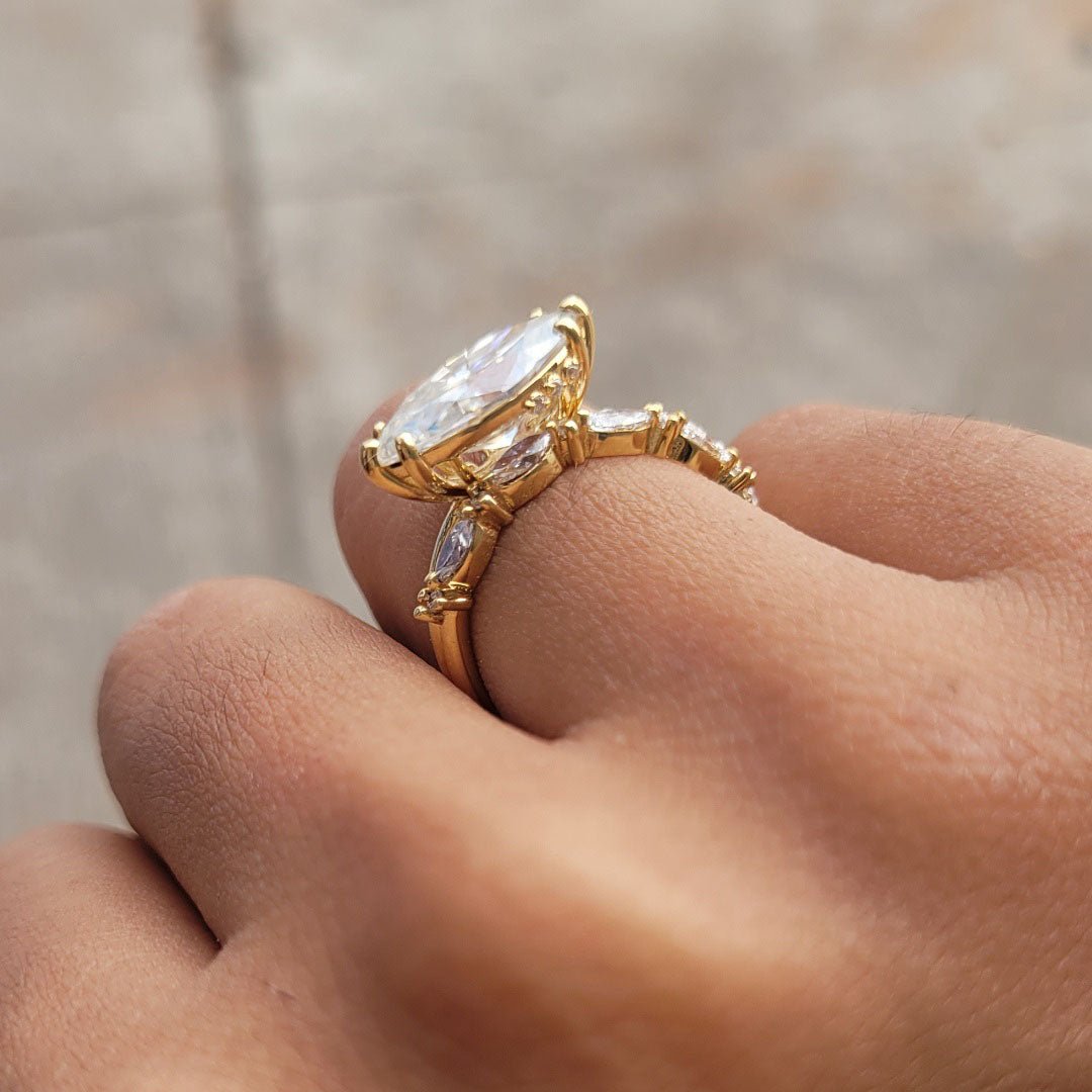 2 Ct Marquise Diamond Engagement Ring Set In Gold - Riant Fine Jewelry