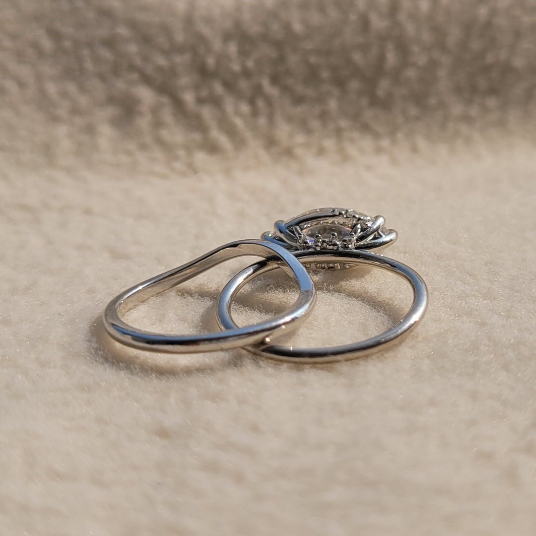 2 Ct Marquise Lab Grown Diamond White Gold Bridal Set - Riant Fine Jewelry