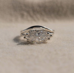 2 Ct Marquise Lab Grown Diamond White Gold Bridal Set