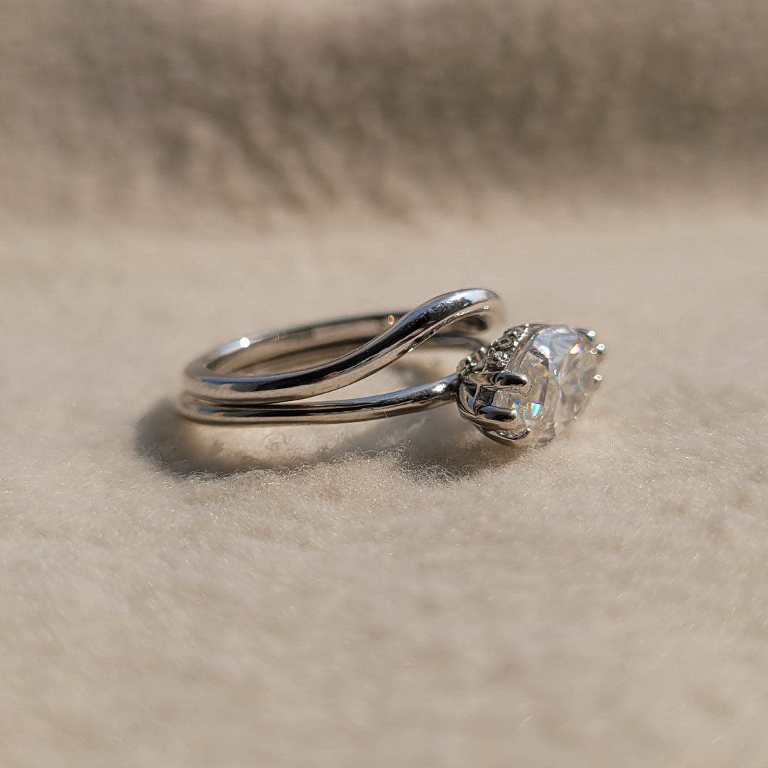 2 Ct Marquise Lab Grown Diamond White Gold Bridal Set - Riant Fine Jewelry