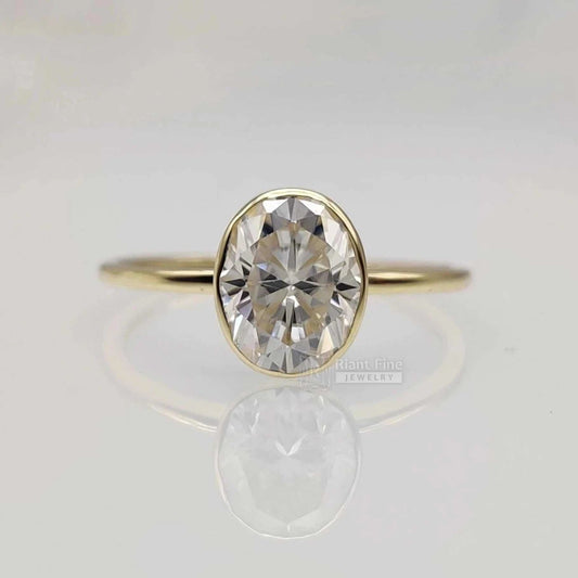 2 Ct Oval Cut Lab Grown Diamond Ring | 14K Gold - Riant Fine Jewelry LLC