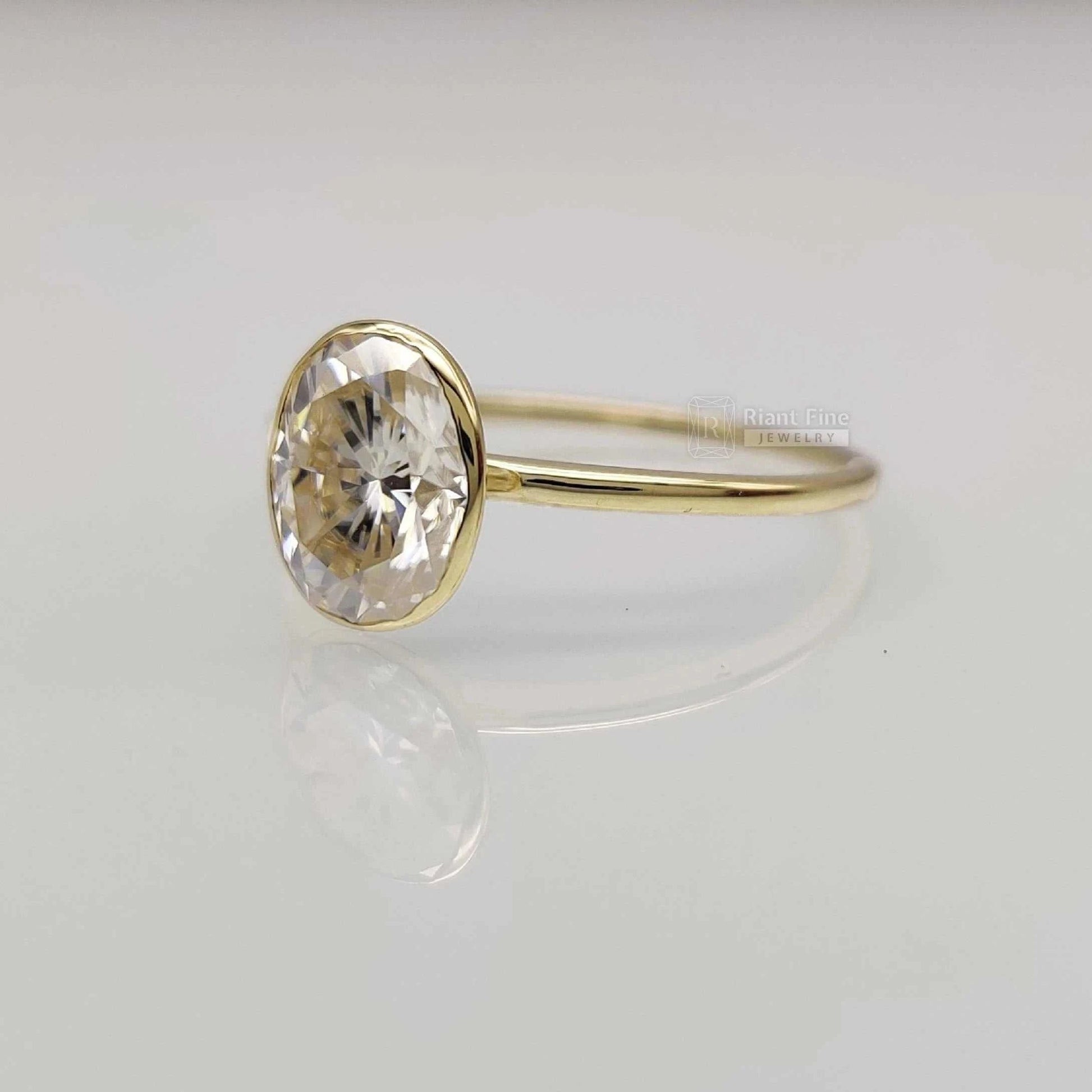 2 Ct Oval Cut Lab Grown Diamond Ring | 14K Gold - Riant Fine Jewelry LLC